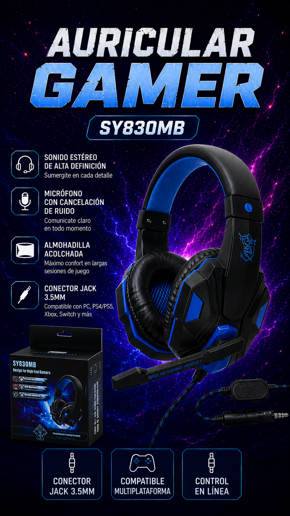 AURICULAR GAMER SY830MV